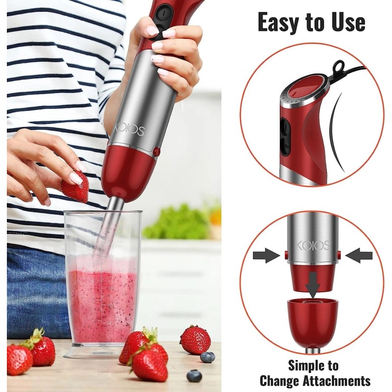 KOIOS 1000W Hand Immersion Blender 12 Speed 5-in-1 Electric Stainless