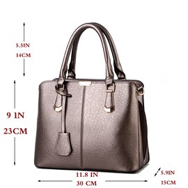 FiveloveTwo Women Lady Elegant Cross-Body Satchel Handbags Tote Purse Top-Handle Shoulder Bags Bronze