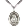 Mens Oval Pewter Saint Frances Cabrini Medal Pendant on 24"