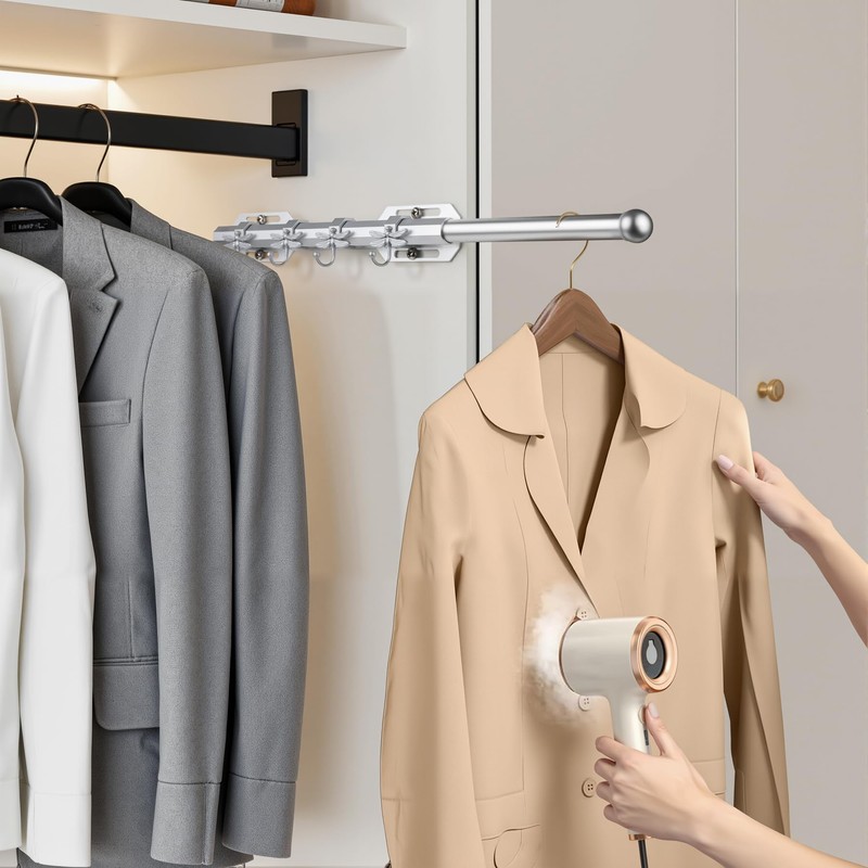 LOMILD 12" Valet Rod for Closet Pull Out with 4