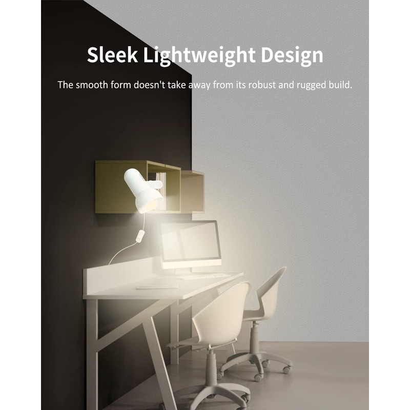 Milpoel Reading Lamp with Clamp, Adjustable Desk Lamp, E27 Socket,