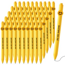 Fuutreo 100 Pcs Funny Pens Coworker Appreciation Gifts Inspirational Motivational Quotes Ballpoint Pens Smile Face for Coworker Employee Staff Team Office(Awesome)