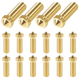 AITRIP 16 Pieces V6 Volcano Nozzles MK8 Extruder Brass Nozzles M6 Nozzle Nozzle M6 Brass Nozzle Set 0.2 mm, 0.3 mm, 0.4 mm, 0.5 mm, 0.6 mm, 0.8 mm, 1.0 mm, Nozzle for 1.75 Filament 3D Printers