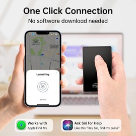 Ultra-Thin Wallet Tracker Card with Mirror Finish, Wireless Charging, Compatible with Apple Find My (iOS Only), Slim Item Finder for Luggage Tag, Purse, Handbag, Clutch, Backpack