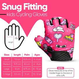 SAGA SPORTS Half Finger Kids Cycling Gloves| Non-Slip, Padded, Antislip, Fingerless Kids Bike Gloves for Boys and Girls | Ideal for BMX, MTB, Gymnastics (Hot Pink, Small [4-6])