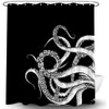 Octopus Decor Shower Curtain for Bathroom, Funny Black and White
