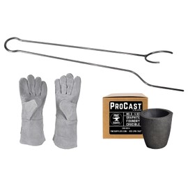 ProCast #3 4Kg Clay Graphite Crucible and Horizontal Heavy Duty Pouring Foundry Tongs Glove Kit for Propane Furnace Melting Copper Gold Silver Brass Bronze Crucible Tongs …