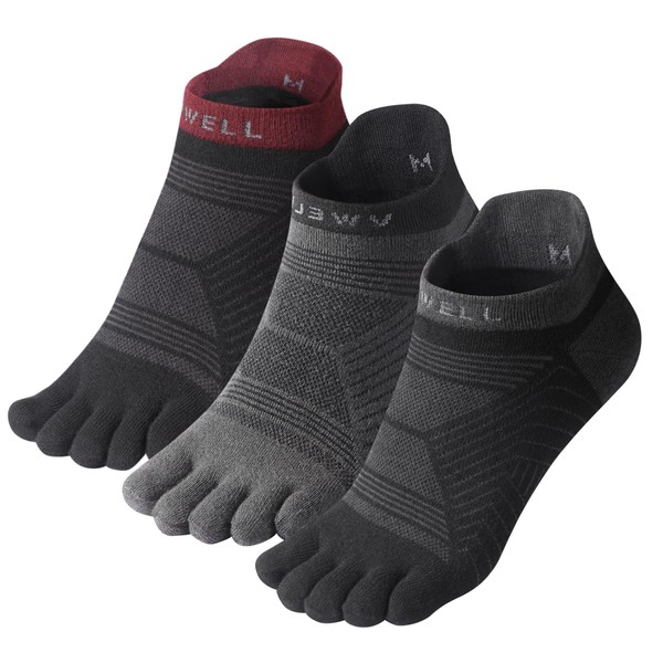 VWELL Toe Socks for Men/Women, COOLMAX Five Finger Socks, High Performance Athletic Toe Socks No Show (3Pairs) (as1, alpha, l, regular, regular, Mixed Color1)