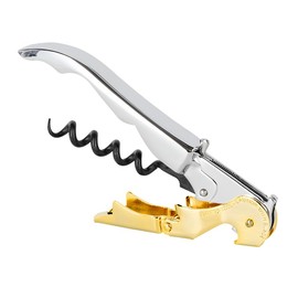 PULLTAP'S GENUINE Slider 900 Cromato & Dorato Cavatappi da cameriere per uso professionale - Made in Spagna, include doppia leva articolata, coltello tagliacapsule tipo tagliacapsule e apribottiglie
