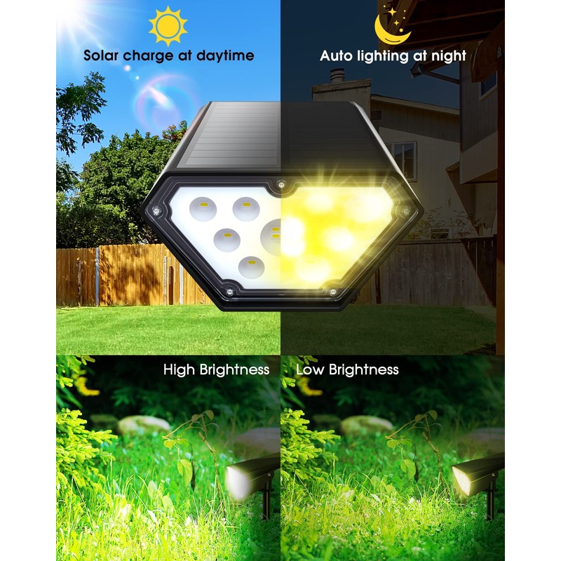 Biling Solar Spot Lights Outdoor, Bright 700 Lumen Solar Outdoor