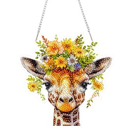 Skyboda Giraffe Diamond Art Hanging Kit for Adult, Special Shaped Rhinestone, Double Sided DIY Acrylic Diamond Art Painting Window Pendants Home Garden Wall Hanging Kits Hanging Ornament