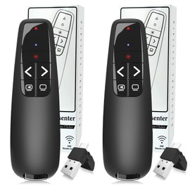 (2 Units) Wireless Presentation Clicker PowerPoint Presenter Remote: Clicker with Red Laser Pointer Long Range PPT Control -Power Point Google Slide Advancer for Mac Laptop PC Computer Keynote