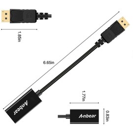Anbear DisplayPort to HDMI, Display Port Adapter to HDMI for Desktops and Laptops Connect to HDMI Displays (1 Pack, DP)