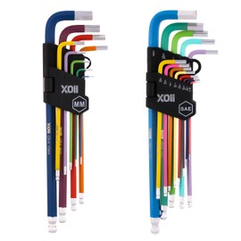 Xoii Premium allen wrenches Sets 22PCS (Metric & SAE) – Extra Long Arm allen key set with Ball End – Durable Hex tool Set with Color-Coded Sleeves – Ergonomic hex Set