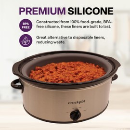 Silicone Slow Cooker Liner Insert, Compatible with 7 Quart Crock-Pot (SCV700-S-BR), BPA-Free Silicone, Dishwasher Safe and Mess Free, Charcoal Gray