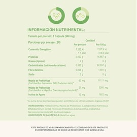 LIFE 360 Probióticos 60 Billones 4 Cepas  240 cápsulas  540mg pporción                                                                                