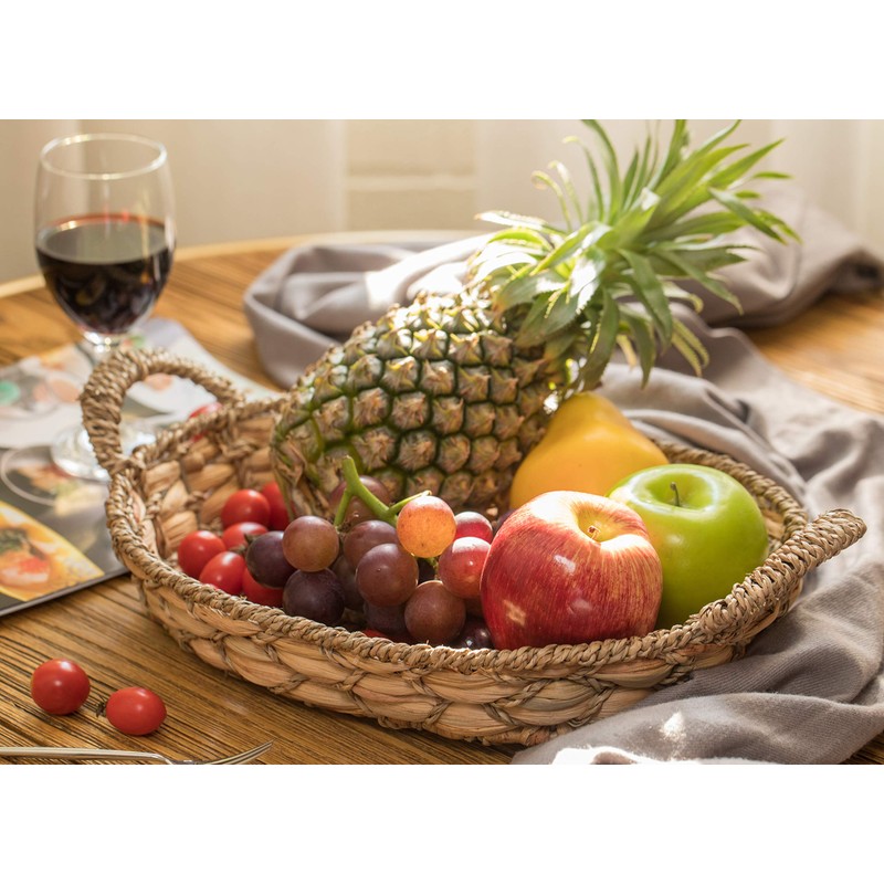 Seagrass Fruit Bread Basket Tray with Handles (Small)