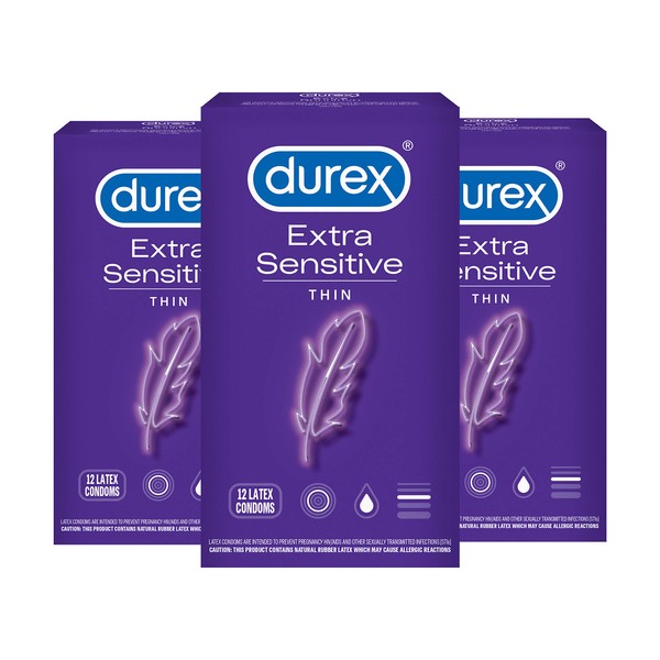 Durex Extra Sensitive Condom, 12 ct (Pack of 3)