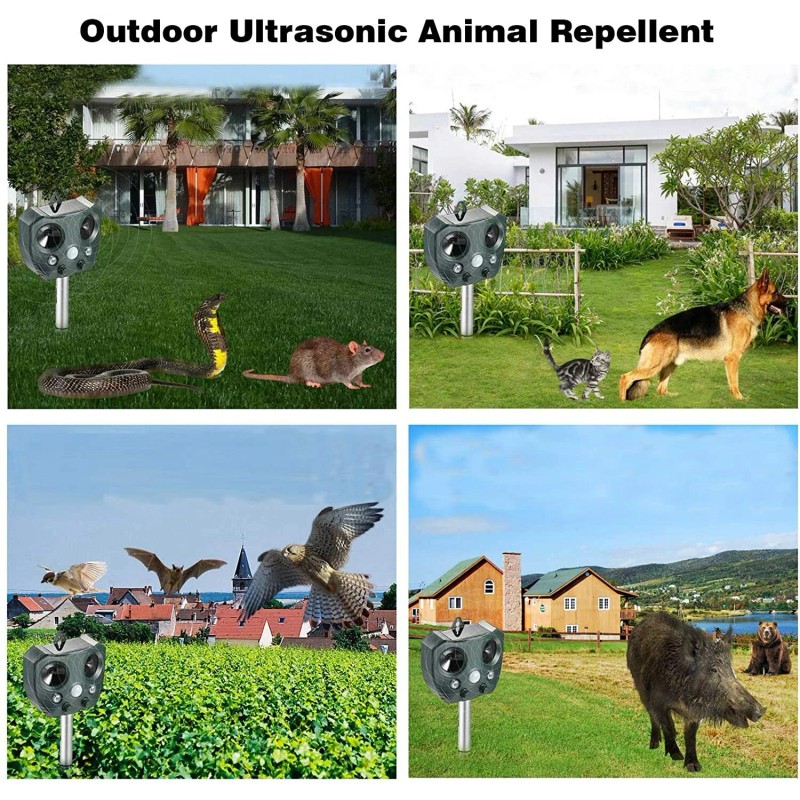 iMountek Animal & Pest Repeller Ultrasonic Solar Powered Sensor w/