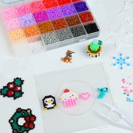 LIHAO LIHAO 12000 Bügelperlen Set Steckperlen in Sortierbox Kinder DIY Perlen für Bügelperlen Platte (2,6 mm, 24 Farben, Dunkel Stil)