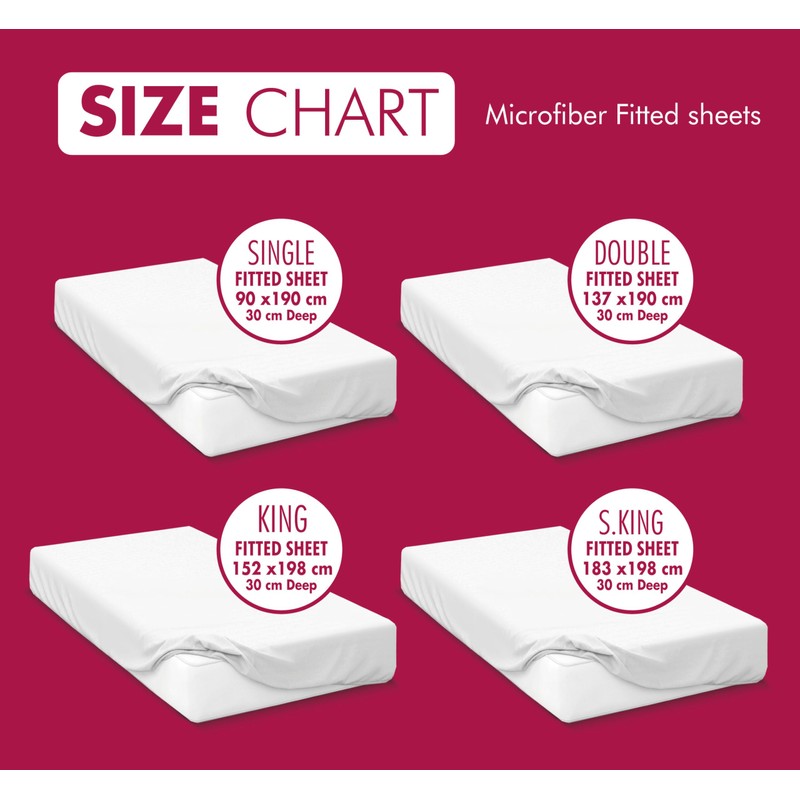 Microfibre Fitted Sheet 30cm Deep Pocket Bed Sheet Soft Brushed
