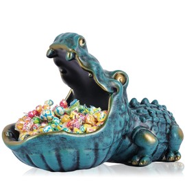 PlivBloom Fun Candy Dish,Alligator Candy for Animal Candy Dish,Unique Candy Bowl for Office,Hippo Decor and Alligator Decor-Key Bowl for Entryway Table,Lligator Statue Candy Accessories,Weird Art Box