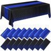 16 Pack Black and Blue Tablecloths and Satin Runners Set