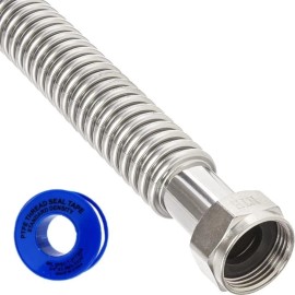 AFWFilters 18" Corrugated Stainless Steel Flexible Water Line - 1 Inch Female Threaded...