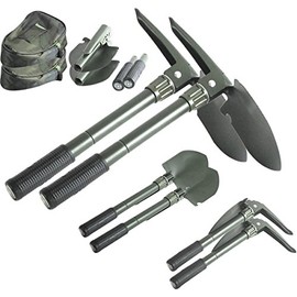 MegaDeal 2 Pack Folding Camping Survival Shovel with Pick 16" Garden Military Style Survival w/Pick Tool & Case