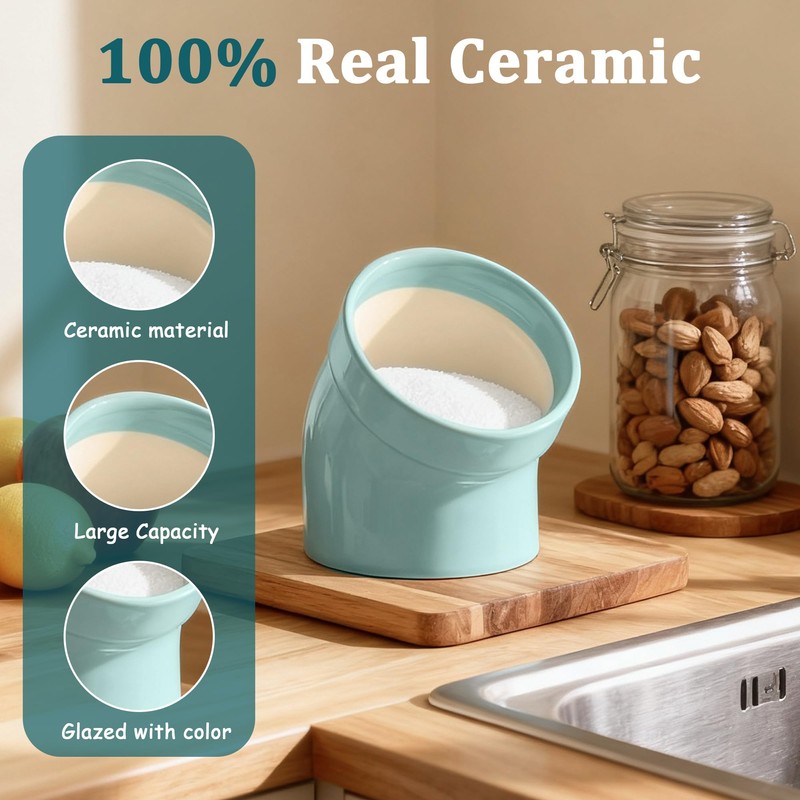 Salt Pig Ceramic Salt Cellar, Wide Caliber Dishwasher‑Safe Counter Holder