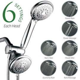 HotelSpa Luxury 30-Setting 3-Way Shower Combo, Chrome, 5 ft