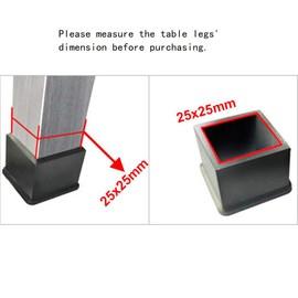 BCP 12PCS Black Color Square Rubber Furniture Table Chair Leg Foot Cover Cap Protectors (1 x 1 inch)