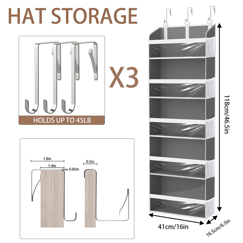 KYEVIS Over The Door Hat Organizer for Baseball Caps, Hold
