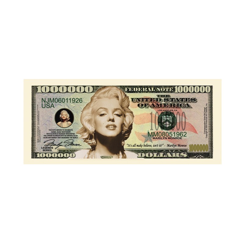 American Art Classics Marilyn Monroe Million Dollar Novelty Bill Collectible