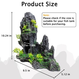 kathson Aquarium Mountain View Stone Resin Fish Tank Decoration Betta Hideout Caves Rockery Landscape Tree Aquarium Decorations Large Rock Hiding Cave Decor for Small Fish Shrimp Play Ornament