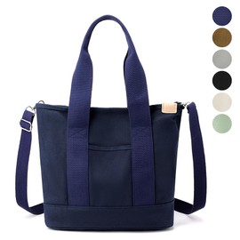 Large Canvas Tote Bag for Women with Pockets, Crossbody Shoulder Bag with Zipper, Japanese Satchel Bag with Shoulder Strap