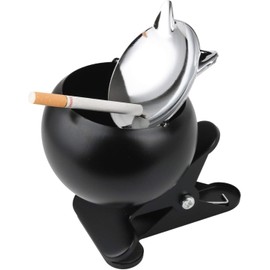 Pack of 2 Outdoor Ashtrays for the Garden, Wind Ashtray Balcony, Patio, for Clamping, Storm Ashtray with Clamping Function, Outdoor, Clamping Ashtray, Ashtray with Lid, A