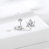 Vito 925 Sterling Silver Black Star of David Earrings for