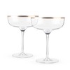 Twine Copper Rim Crystal Coupe Glasses, Electroplated Copper Rim -