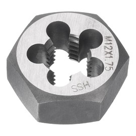sourcing map Hex Threading Die M12 x 1.75 Metric Thread Right Hand High Speed Steel Rethreading Fixed Die Screw Cutting Tapping Repair Tool