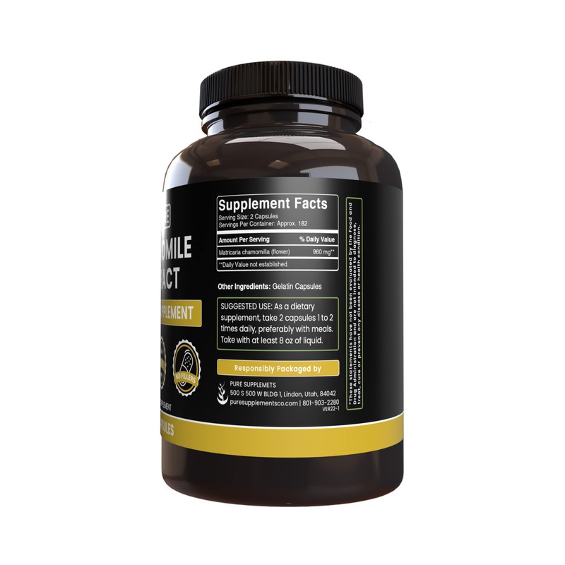 PURE ORIGINAL INGREDIENTS Chamomile Extract (365 Capsules) No Magnesium Or