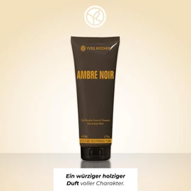 Yves Rocher AMBRE NOIR Shower Shampoo for Men, Sensual Elegant, 1 x Tube 200 ml