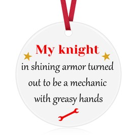 Funny Mechanic Gift for Men Christmas Ornament Mechanic Decor Ceramic Ornament Machinist Thank You Gift Mechanical Engineering Gift Retirement Gift for Machinist Funny Christmas Tree Ornaments for Men