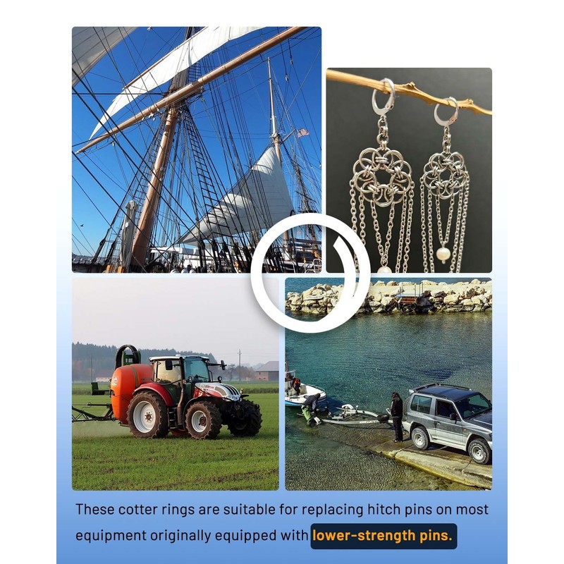 Stainless Steel Cotter Rings with Dual-Coil Design – 5 Size