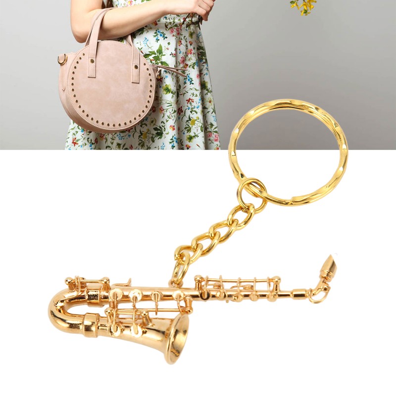 Cute Saxophone Pendant Keychain Portable Funny Brass Miniature Saxophone Musical