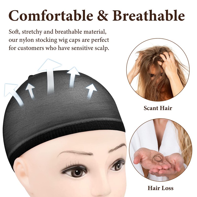 MORGLES 20 Pcs Black Stocking Wig Caps, Stretchy Nylon Wig