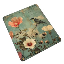 Flower and Bird Desk Computer Pad-Gaming Computer Mat for Office and Home Use-Cute Computer Pad