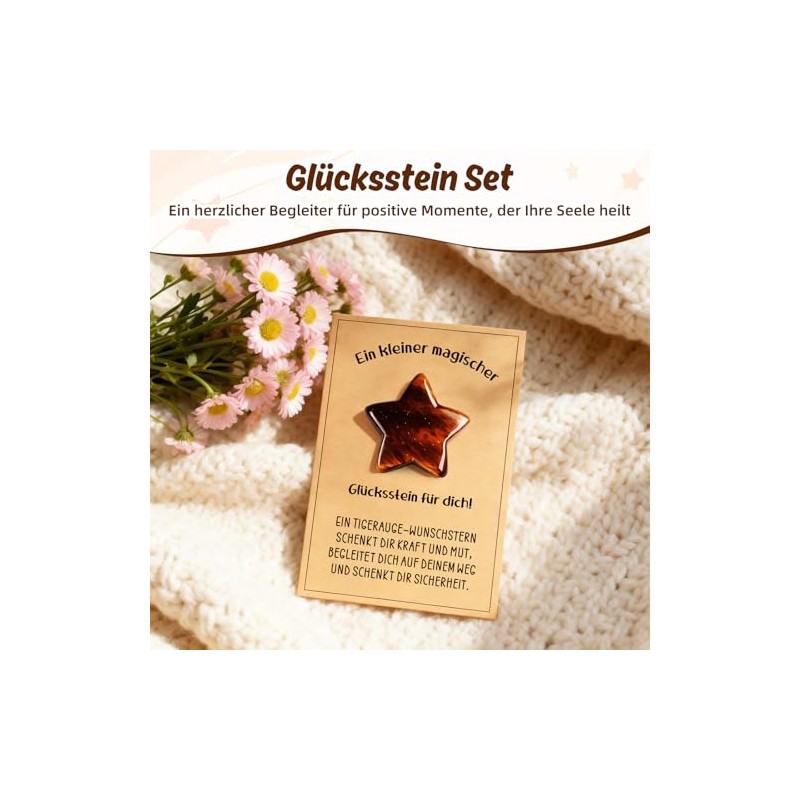 Wishing Star Lucky Stones Set - Natural Tiger's Eye Gift