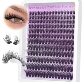 EYDEVRO Wispy Lash Clusters Natural Eyelash Clusters 9-18mm Cluster Eyelash Extensions CD Curl 192 Pcs Manga Cluster Lashes Individual Lashes DIY Lash Extensions