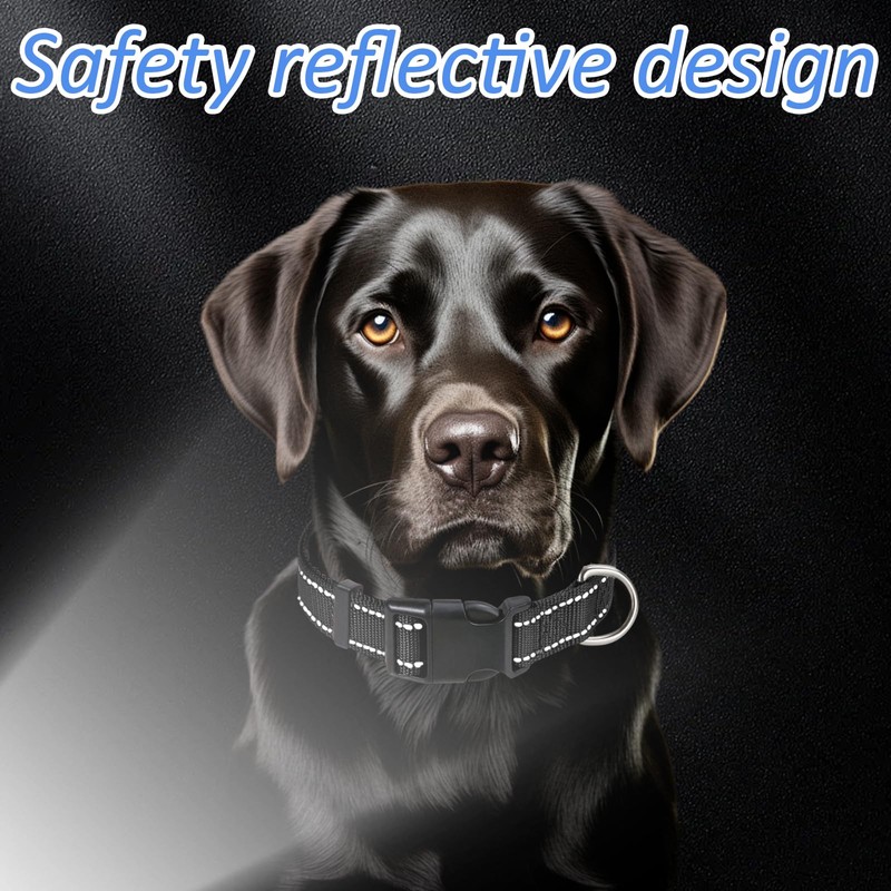 Reflective Adjustable Dog Collar, Soft Nylon Breathable Pet Collar, Quick